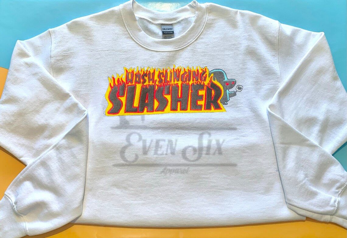 Hash Slinging Slasher Embroidered Crewneck Even Six Apparel